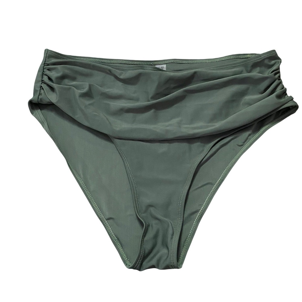 Swim Bikini Women 2XL Green High Waisted‎ Ruched Front